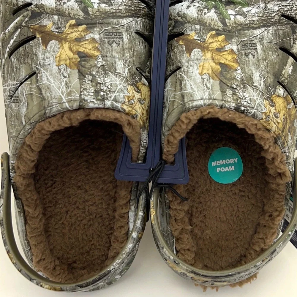 Rugged Shark Mens 12 Fleece Lined Clogs Realtree Edge Camo Slip Ons Memory Foam